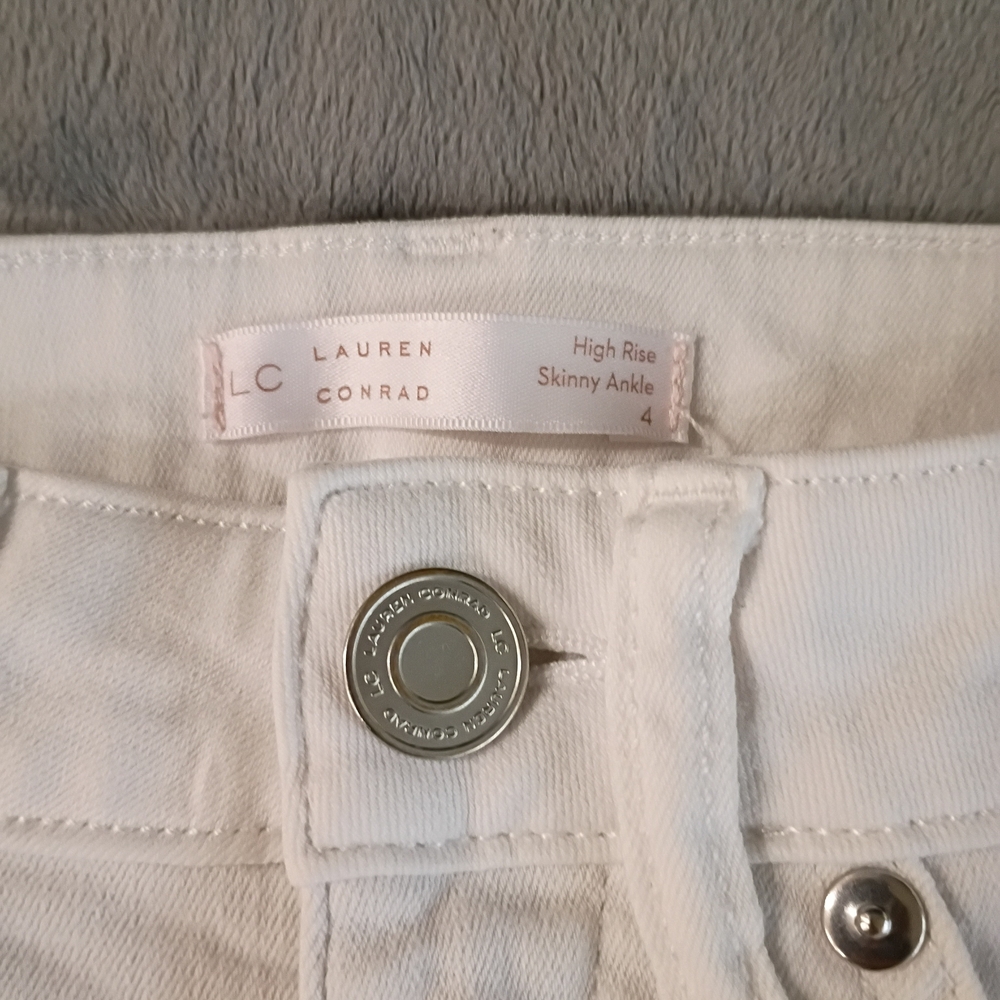 Lauren Conrad High Rise Skinny Ankle White Jeans - Picture 4 of 7